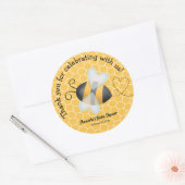 蜂のベビーシャワーはステッカーの好意のステッカー感謝していしています ラウンドシール (封筒)