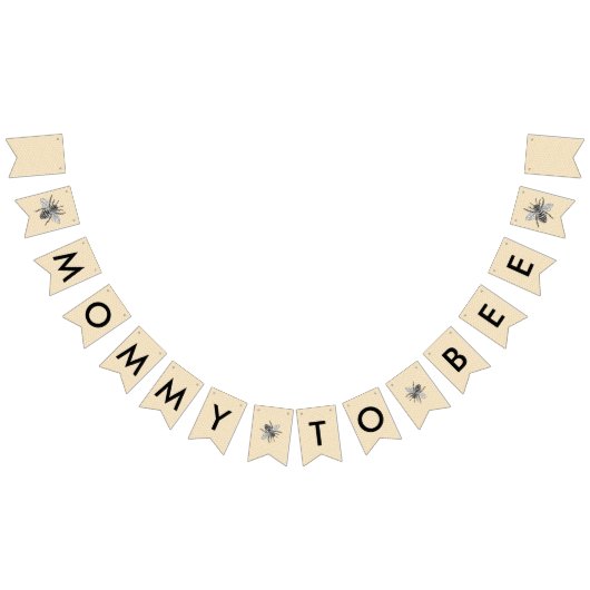 蜂のベビーシャワーへの素朴なヴィンテージのお母さん バンティングフラッグ (全)