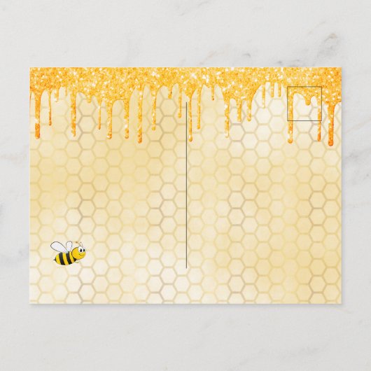 蜂のママはビーグリッターの赤ちゃんシャワー招待 ポストカード (裏面)