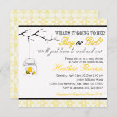 蜂のメーソンジャーのベビーシャワーの招待 招待状 (正面/裏面)