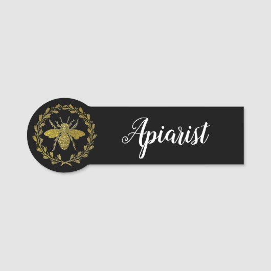 蜂の円形浮彫りあなたの文字および色 名札 (正面)
