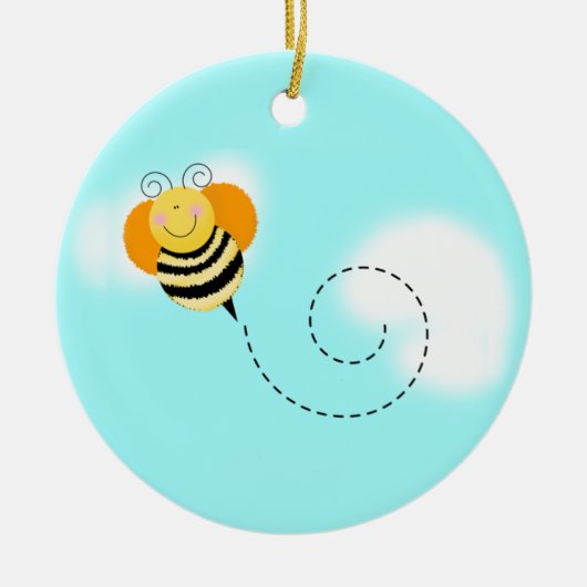 蜂の写真のクリスマスのオーナメントができるようにかわいい セラミックオーナメント (正面)