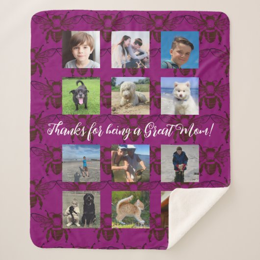 蜂の写真モンタージュ素晴らしママギフトブランケット シェルパブランケット (正面)