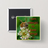 蜂の刺しにアレルギー素晴らし – キャ子供へンプ 缶バッジ (正面&裏面)