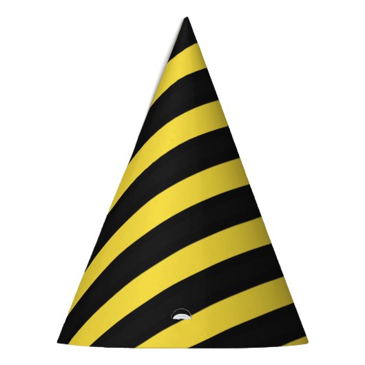 蜂の刺激を受けたで黒くおよび黄色のストライプ パーティーハット (左)