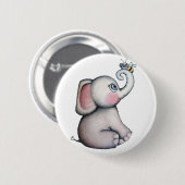 蜂の友情ボタンを持つベビー象 缶バッジ (正面&裏面)