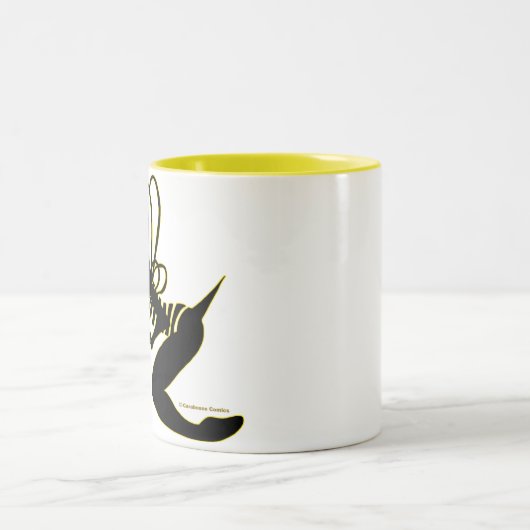 蜂の女の子のシルエットのマグ ツートーンマグカップ (中央)