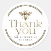 蜂の女王ビーをサポートしてくれてありがとう金ゴールド ラウンドシール (正面)