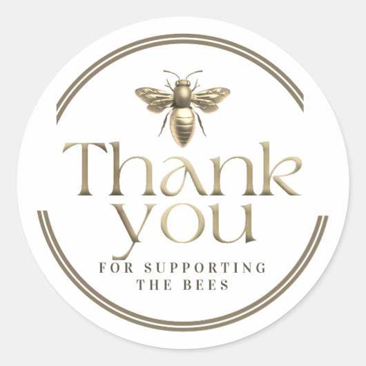 蜂の女王ビーをサポートしてくれてありがとう金ゴールド ラウンドシール (正面)