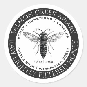蜂の女王ビー生の蜂蜜ラベルによって作られる ラウンドシール