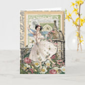 蜂の妖精-ヴィンテージは挨拶のノートを消します カード (黄色い花)