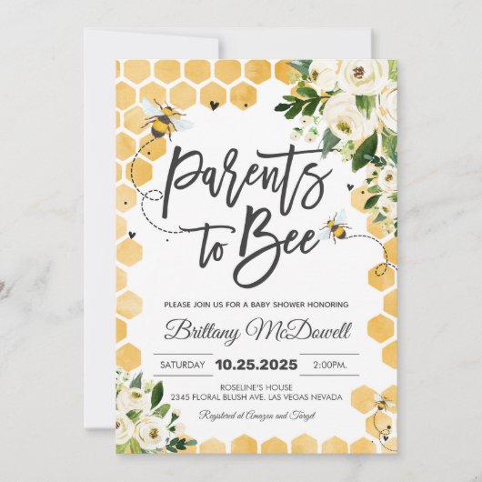 蜂の子のシャワー親 招待状 (正面)