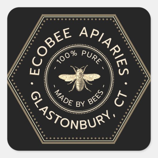 蜂の子羊飼いのステッカーで作られる スクエアシール (正面)