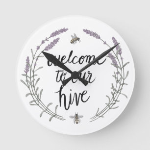 蜂の家に幸せ私達のはちの巣にII の歓迎を言い表わします ラウンド壁時計
