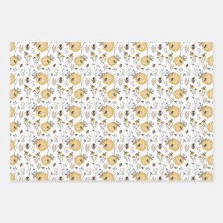 蜂の巣と花 ラッピングペーパーシート