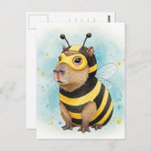 蜂の巣のはがきに入ったかわいいキャピバラ ポストカード (正面/裏面)