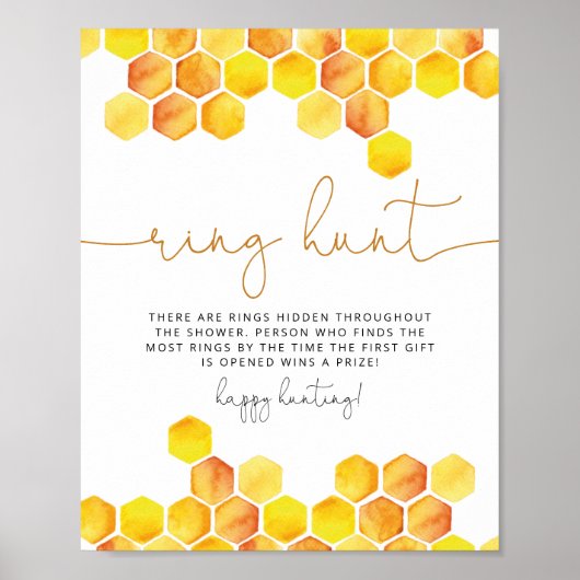 蜂の巣の指輪探しゲーム ブライダルシャワーのための ポスター (正面)
