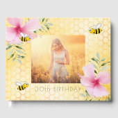 蜂の巣ピンクの花模様写真30歳の誕生日 ゲストブック (正面)