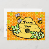 蜂の巣及び蜂の誕生日ありがとうハガキ ポストカード (正面/裏面)