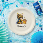 蜂の巣姿のかわいい女の子誕生日 ペーパープレート (パーティー)