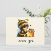 蜂の巣姿のかわいい女の子 サンキューカード (スタンド正面)