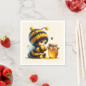 蜂の巣姿のかわいい女の子 スタンダードカクテルナプキン (インサイチュ)