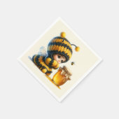 蜂の巣姿のかわいい女の子 スタンダードカクテルナプキン (角)