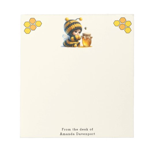 蜂の巣姿のかわいい女の子 ノートパッド (正面)