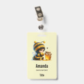 蜂の巣姿のかわいい女の子 バッジ (裏面 （クリップ付）)