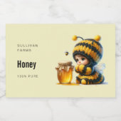 蜂の巣姿のかわいい女の子 フードラベル (シングルラベル)