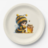 蜂の巣姿のかわいい女の子 ペーパープレート (正面)