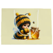 蜂の巣姿のかわいい女の子 ラージペーパーバッグ (裏面)