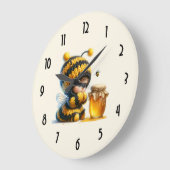 蜂の巣姿のかわいい女の子 ラージ壁時計 (傾斜)