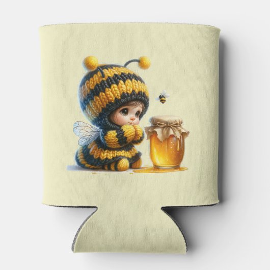 蜂の巣姿のかわいい女の子 缶クーラー (裏面)