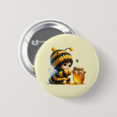 蜂の巣姿のかわいい女の子 缶バッジ (正面&裏面)