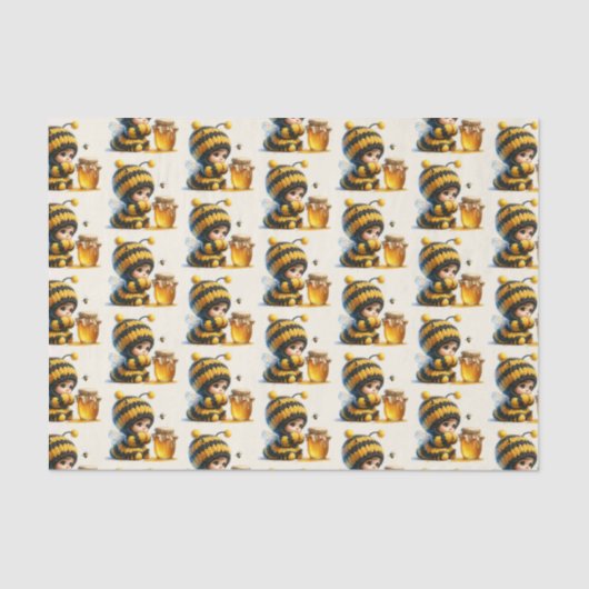 蜂の巣姿のかわいい女の子 薄葉紙 (正面)