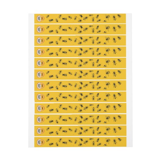 蜂の巣改ざん防止イエロー金ゴールドハニー瓶ラベル ラップアラウンドラベル (シート)