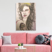 蜂の巣毛の祈女の子 キャンバスプリント (インサイチュ (リビング))