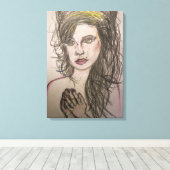 蜂の巣毛の祈女の子 キャンバスプリント (インサイチュ (ウッドフロア))