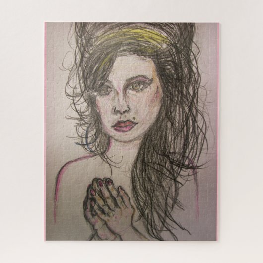 蜂の巣毛の祈女の子 ジグソーパズル (縦)