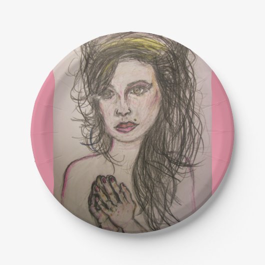 蜂の巣毛の祈女の子 ペーパープレート (正面)