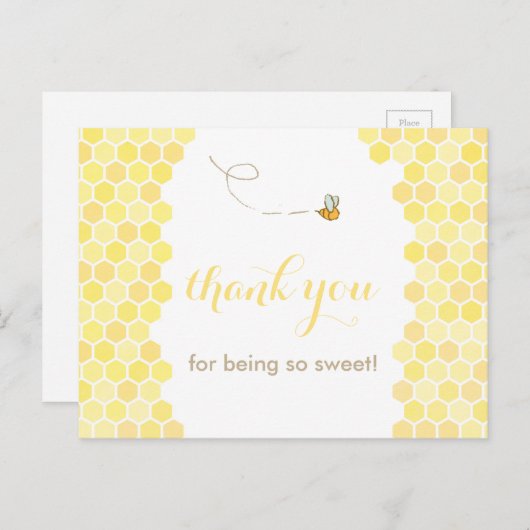 蜂の巣状のサンキューカード感謝してい、ビーユー、蜂蜜 ポストカード (正面/裏面)