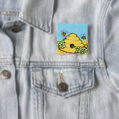 蜂の巣箱と蜂のボタン 缶バッジ (インサイチュ)