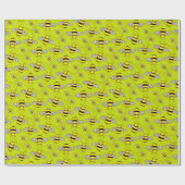 蜂の巣箱の漫画のミツバチかわいい ラッピングペーパー (フラット)