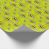 蜂の巣箱の漫画のミツバチかわいい ラッピングペーパー (角)