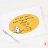 蜂の巣箱(ハニカム背景カスタム付) 楕円形シール (封筒)