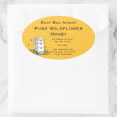 蜂の巣箱(ハニカム背景カスタム付) 楕円形シール (バッグ)