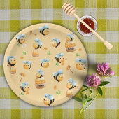 蜂の巣蜂と蜂蜜の最初の蜂をテーマにした誕生日 ペーパープレート