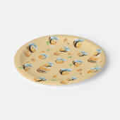 蜂の巣蜂と蜂蜜の最初の蜂をテーマにした誕生日 ペーパープレート (アングル)