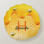 蜂の巣蜂蜜の名前 ラウンドクッション (裏面)